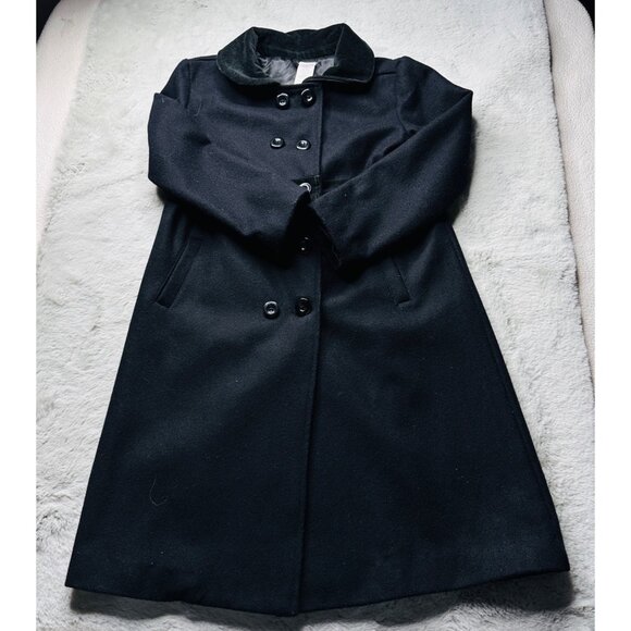 Gymboree Dress Coat Girls 8 Long Wool Dressy Double Breasted Black Formal